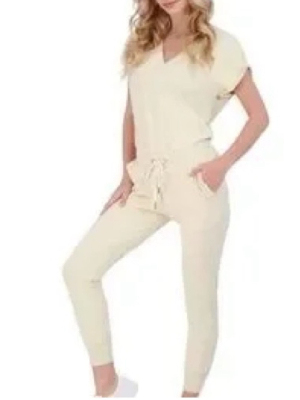 n:philanthropy Lawes Cream Cotton Jogger Jumpsuit NWT Size Large Minimalist